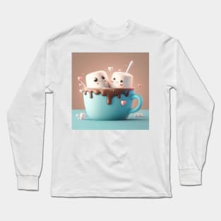 Cute Marshmallow Buddies in Hot Cocoa Long Sleeve T-Shirt